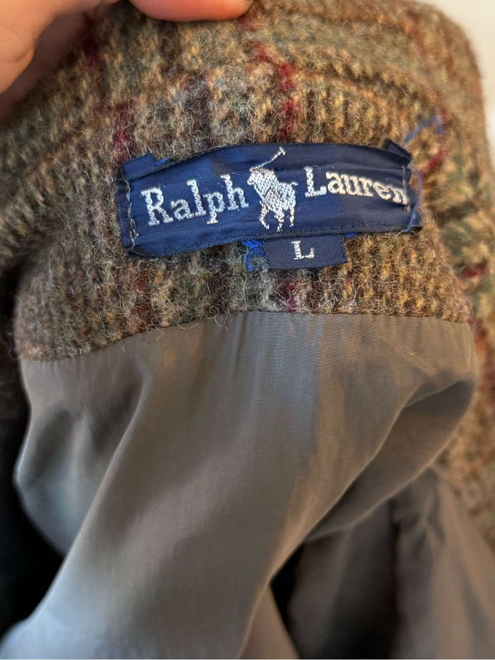 Ralph Lauren Olive Plaid Wool-Blend Pea Coat - Picture 5 of 5